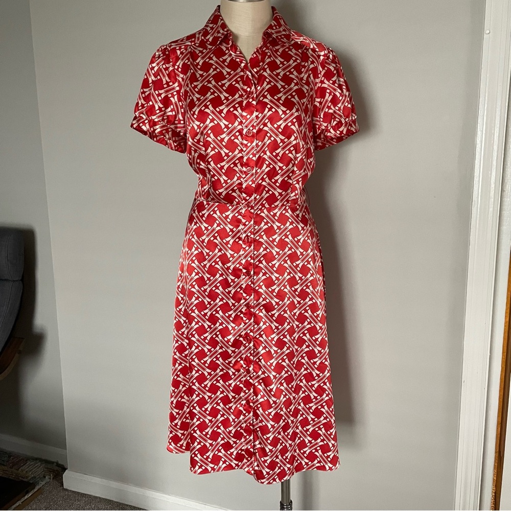 Vintage J.G. Hook silky orange print dress size 12